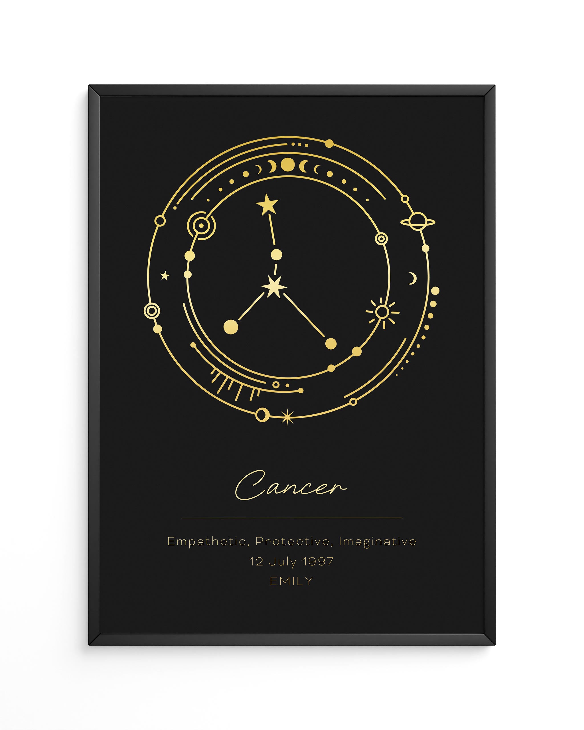 Cancer constellation print with gold foil elements