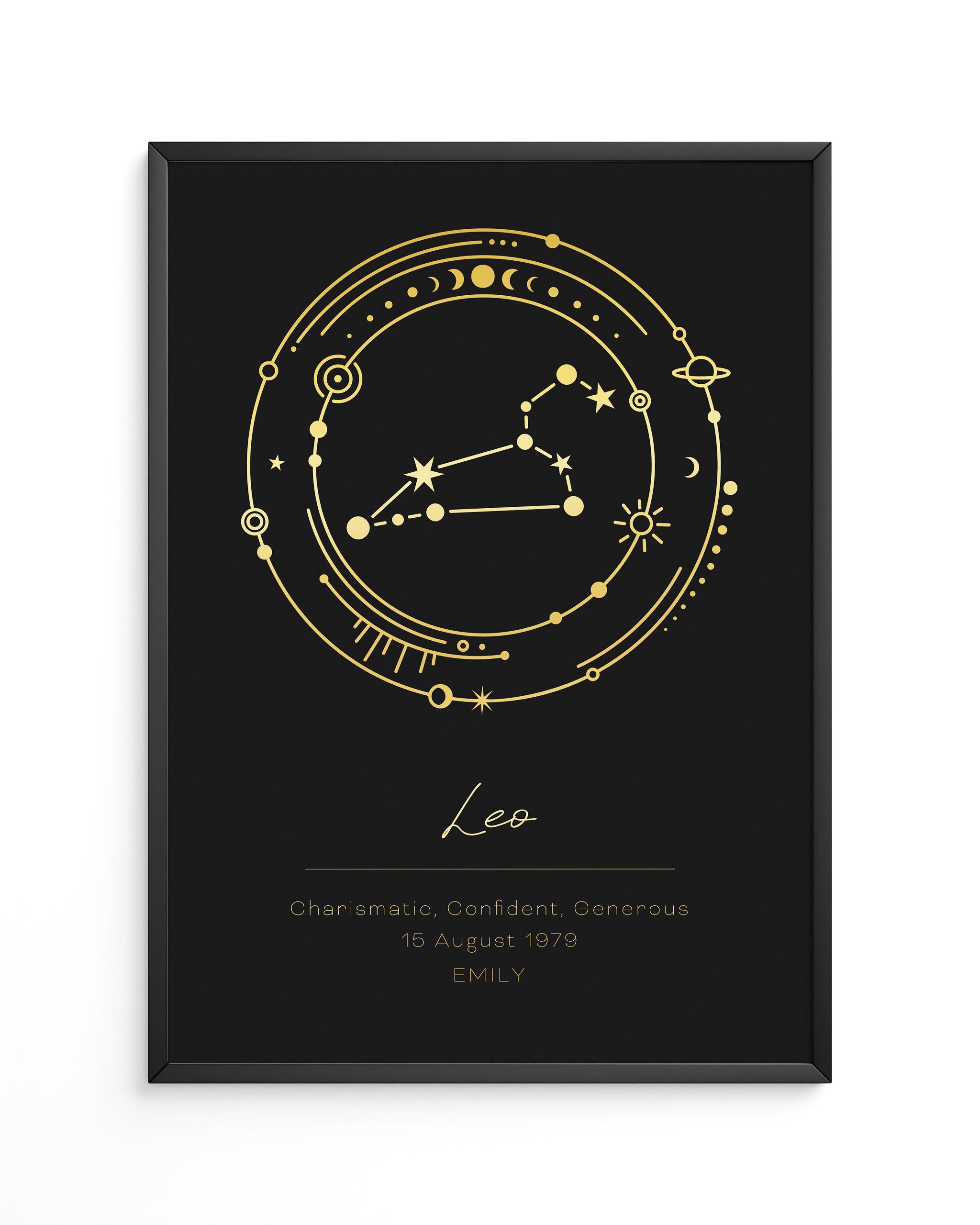 Gold foil representation of Leo zodiac sign