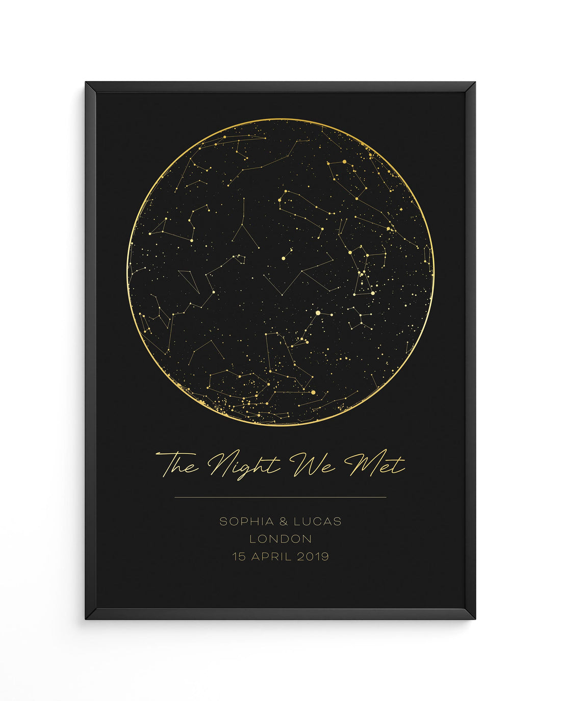 The Night We Met poster showcasing a starry night sky, an ideal 20th wedding anniversary gift and one of the standout large prints for walls.