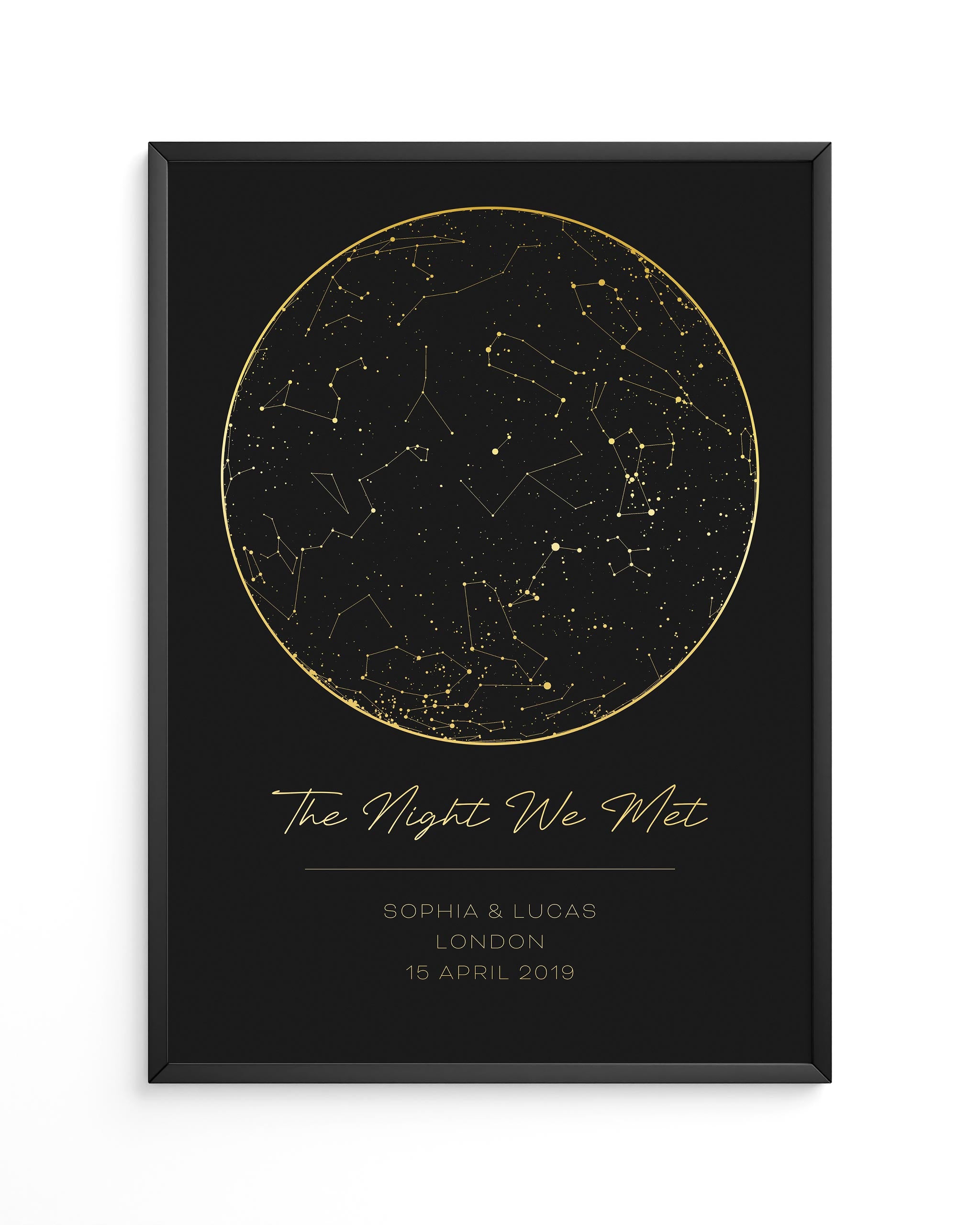 The Night We Met poster showcasing a starry night sky, an ideal 20th wedding anniversary gift and one of the standout large prints for walls.