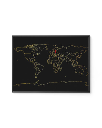 World Map poster with a unique pin feature, a standout birthday gift for a friend and elegant wall hanging decor.